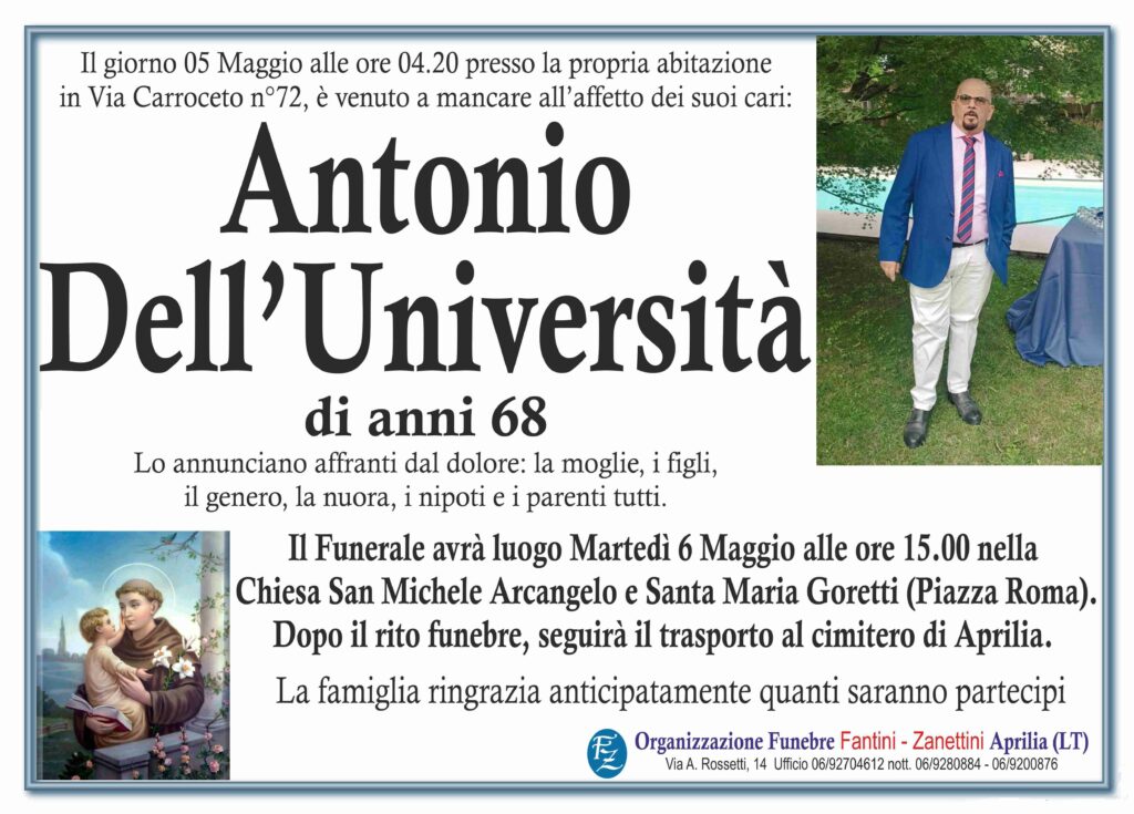 Ritratto commemorativo di Antonio Dell’Università