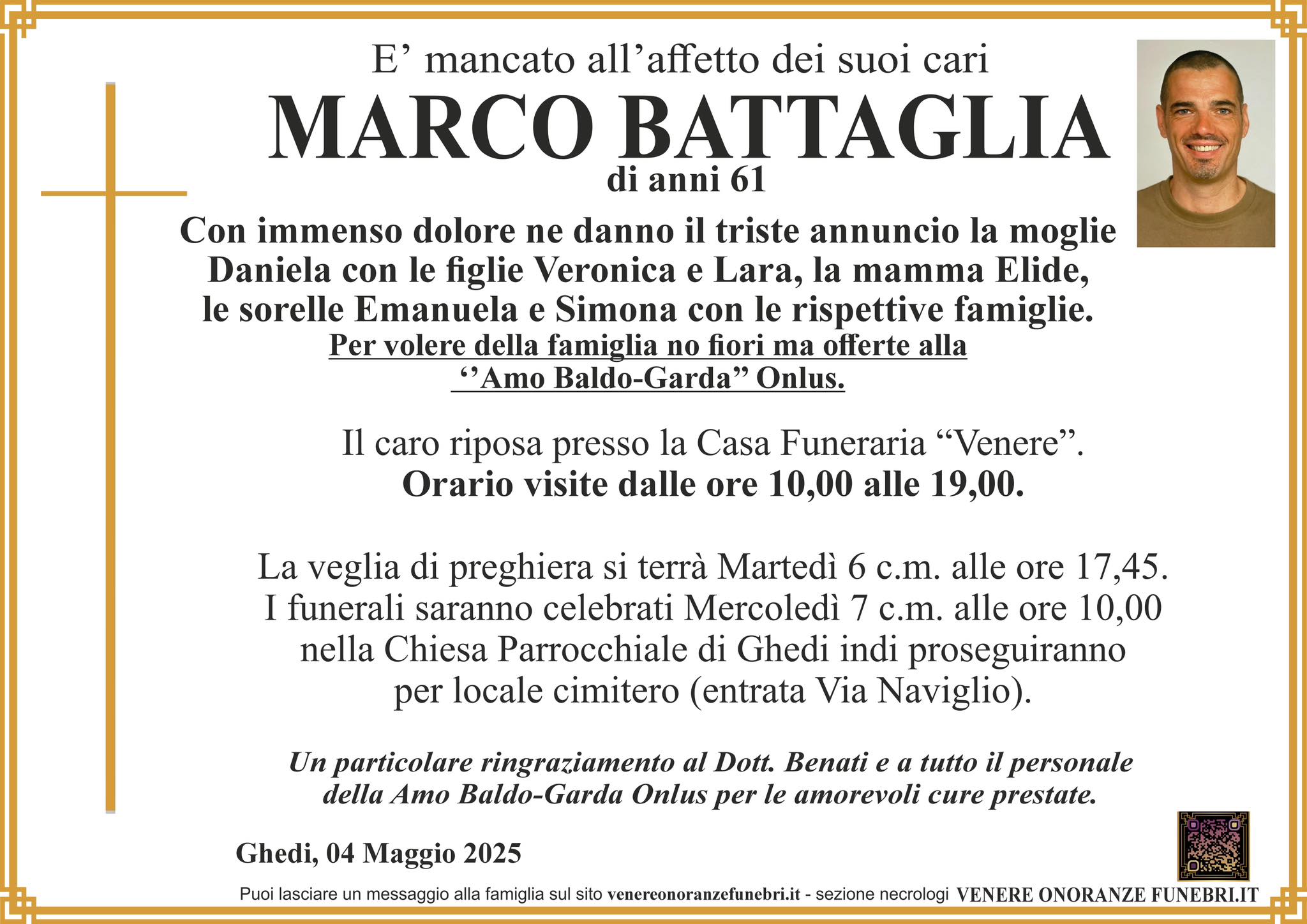 Ritratto commemorativo di Marco Battaglia