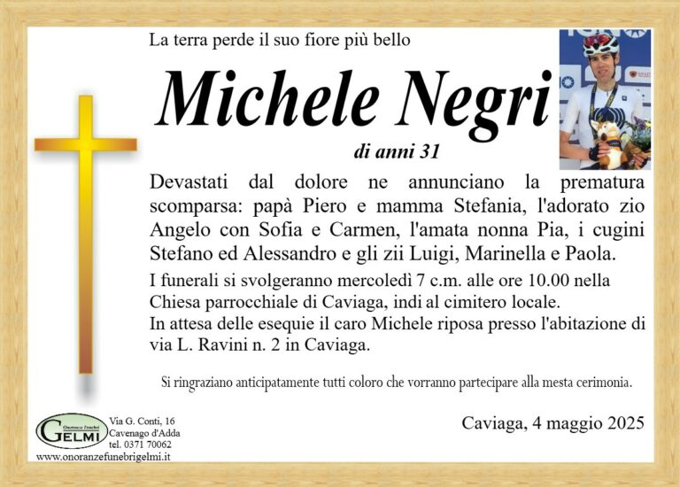 Ritratto commemorativo di Michele Negri
