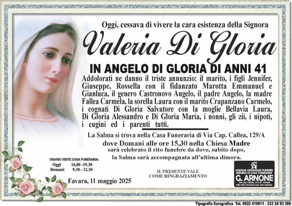Ritratto commemorativo di Valeria Di Gloria