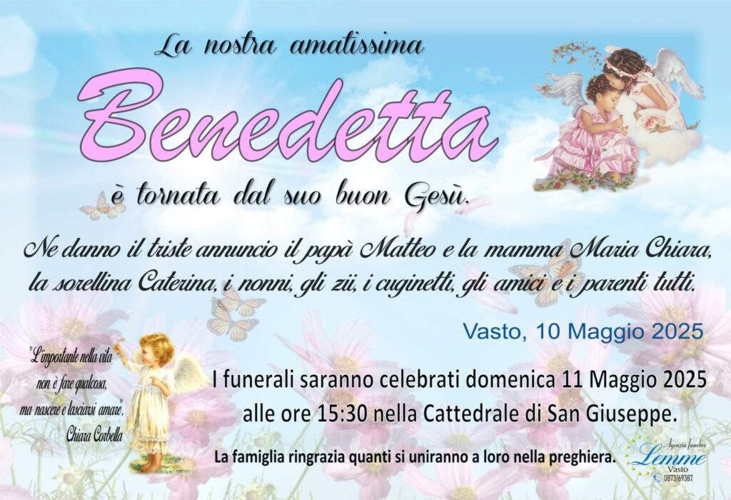 Addio alla piccola Benedetta