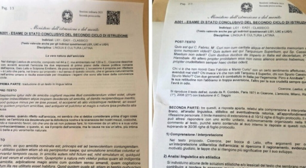 Esame di maturità seconda prova