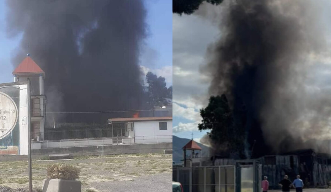 Incendio in una carrozzeria tra Nocera Inferiore e San Valentino Torio