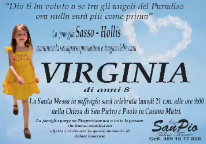 Virginia muore a 8 anni