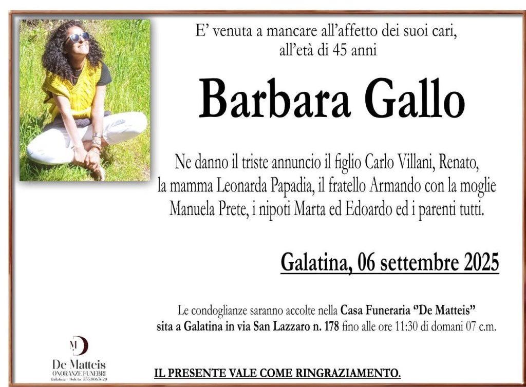 Barbara Gallo funerali