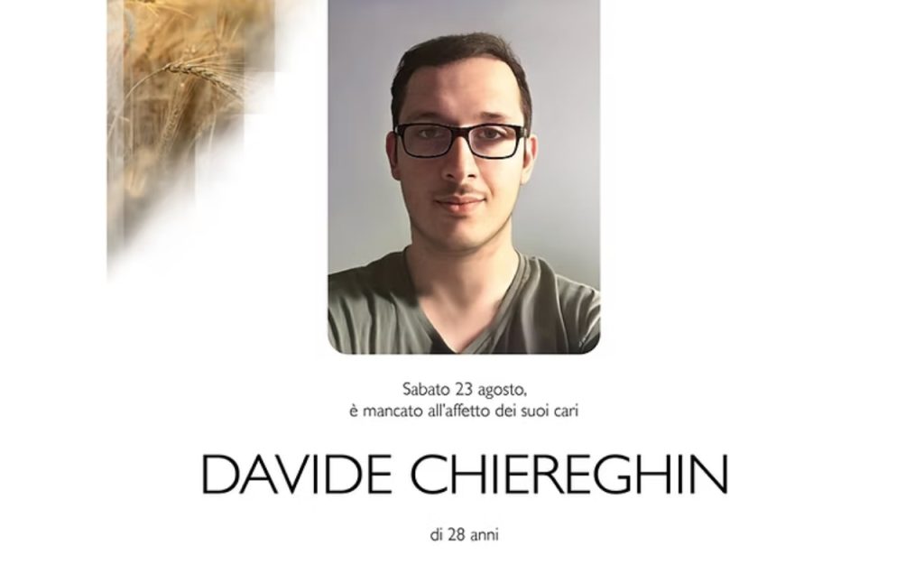 Lutto a Piove di Sacco per Davide Chiereghin
