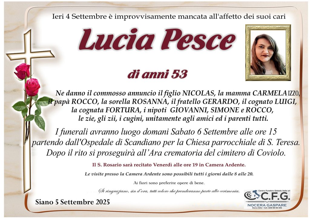 Lucia Pesce funerali
