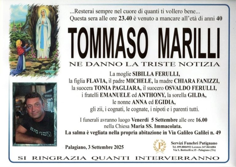 Tommaso Marilli funerali