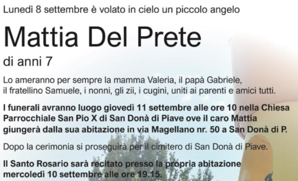Mattia Del Prete funerali