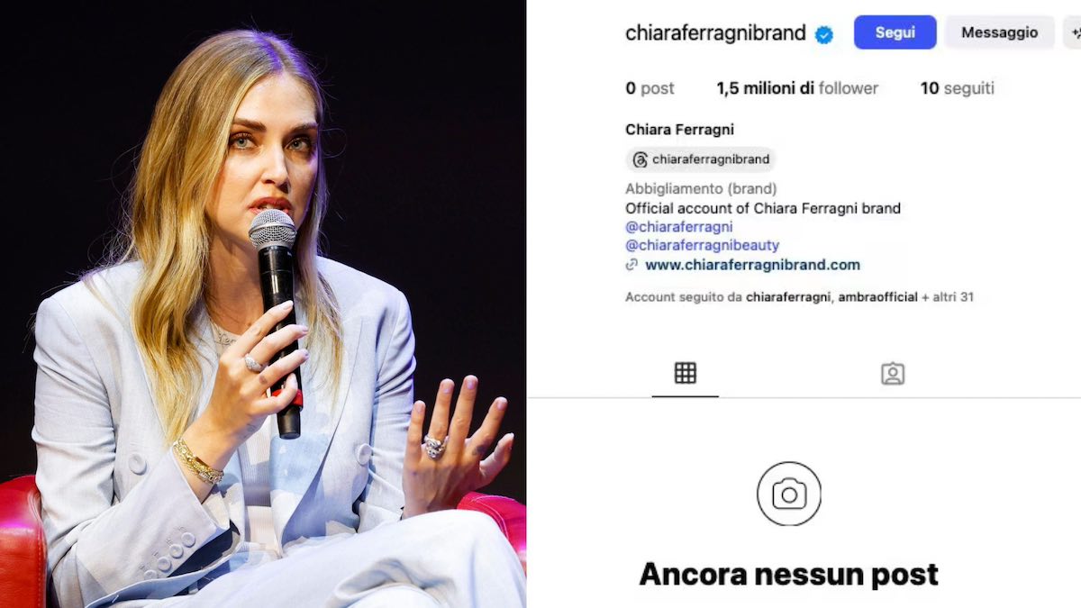 Profilo Instagram del brand Chiara Ferragni senza post, simbolo di nuovo inizio